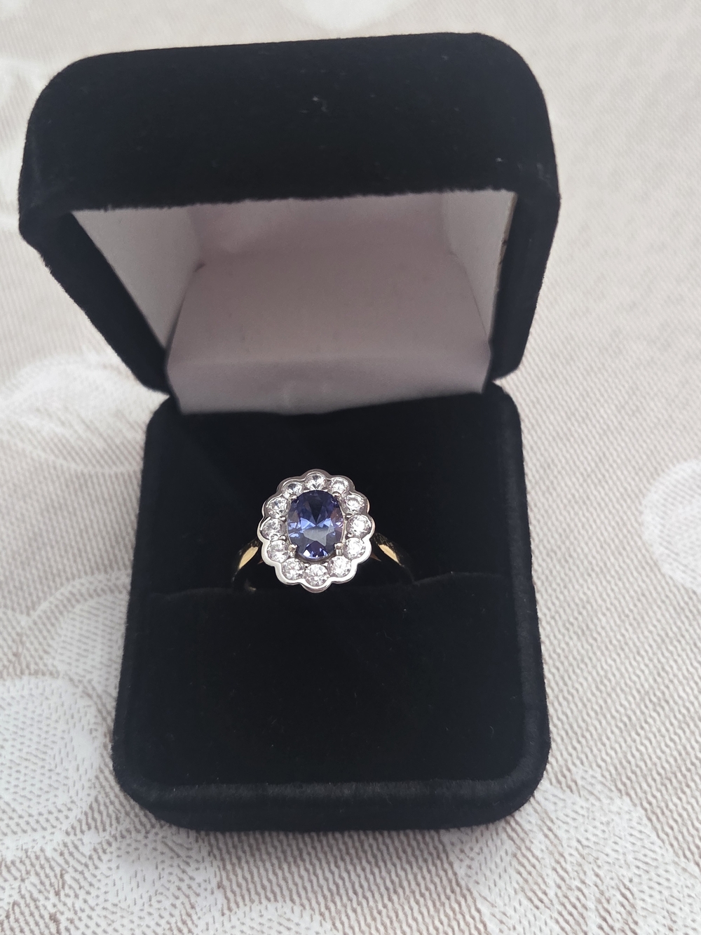 Ring Size 8 Simulated Tanzanite & White Zircon .925